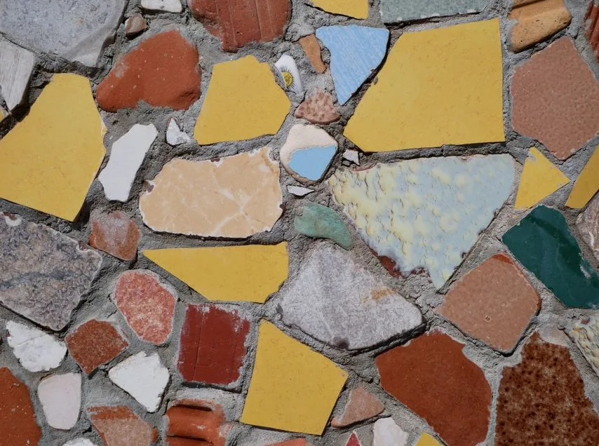 Detail of tile grouting and finishing work