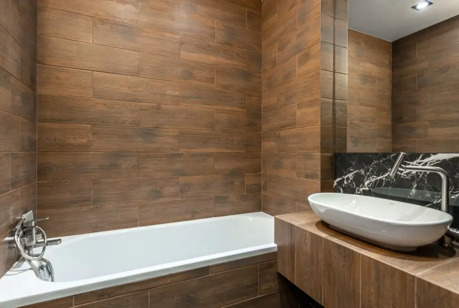 Bathroom wall and floor tiling with metro tiles